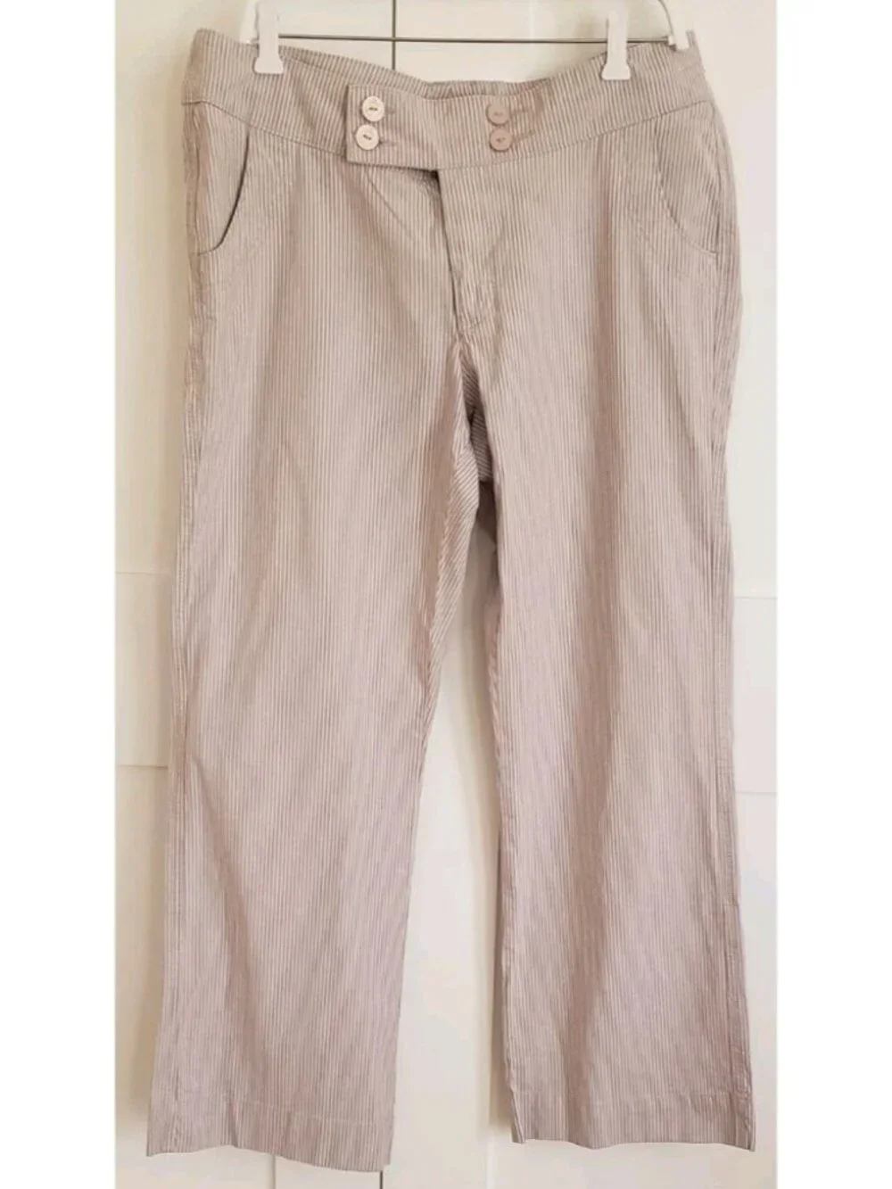 LEE ONE TRUE FIT BEIGE STRIPED BELOW WAIST PANTS JEANS SZ 14 MEDIUM - Picture 8 of 8